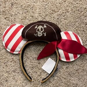 Disney Pirate Minnie Mouse Ears Headband - Red, White, Brown